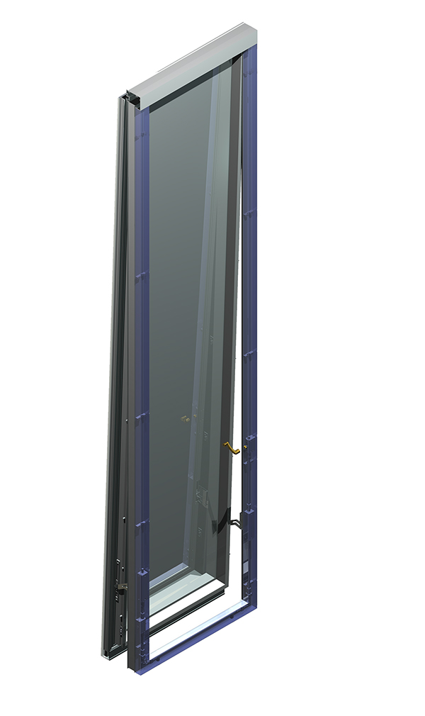 Driven arm crank operated top hung window